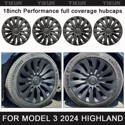 4PCS HubCap for New Tesla Model 3 Highland 2024 18 Inch Performance Replacement Wheel Cap Automobile Full Rim Cover Accessories