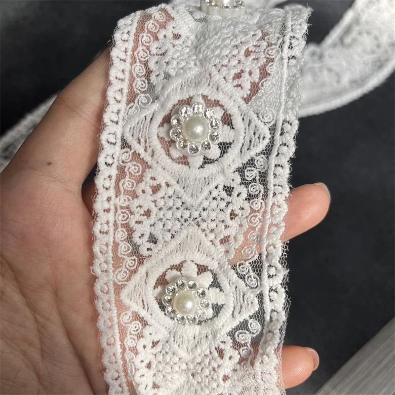 4.5cm nail bead lace barcode clothing accessories with bead home soft decoration lace embroidery mesh lace