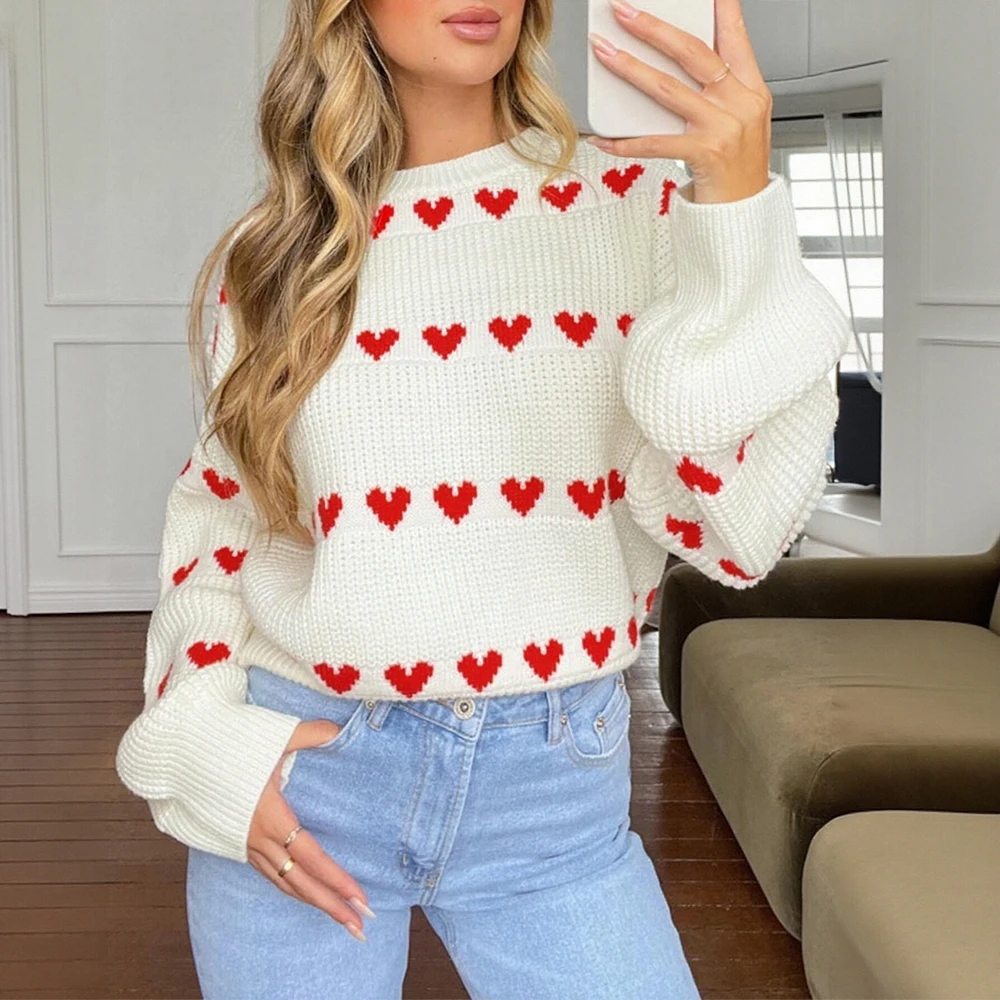 

Женский осенне-зимний свитер, повседневный свитер с длинным рукавом и круглым вырезом, однотонный, удобный трикотаж, модный топ с прямым рукавом