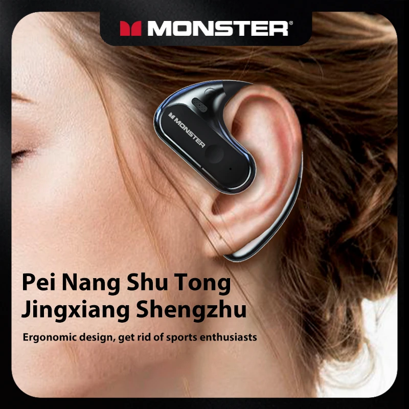 Monster Open Bluetooth 5.4 Earphones MH22196 Air Conduction Wireless Headphones Ear Hooks TWS Sports Waterproof Earbuds With Mic