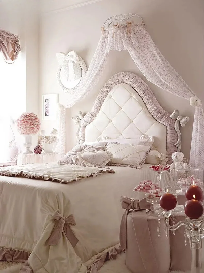 Princess bed, crown molding and drapery, girls fancy bedroom set