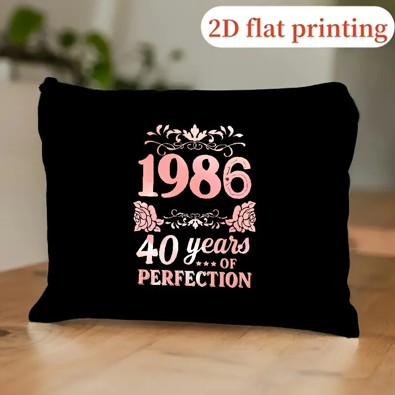 1 Piece 1986-1986 Perfect Design Cosmetic Bag - Women's Multifunctional Zipper Pouch, Perfect Travel Zipper Organizer, Fun Birthday Gift