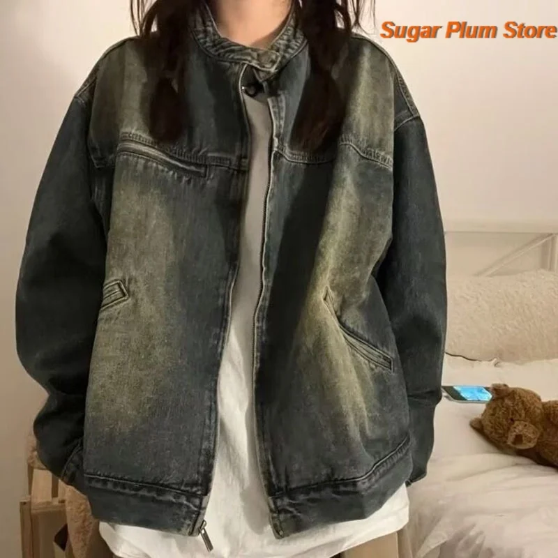 American Retro Washed Jeans Jacket Women's Spring and Autumn New Fashion Loose Joker Handsome Comfortable Leisure Trend Coat. view 4