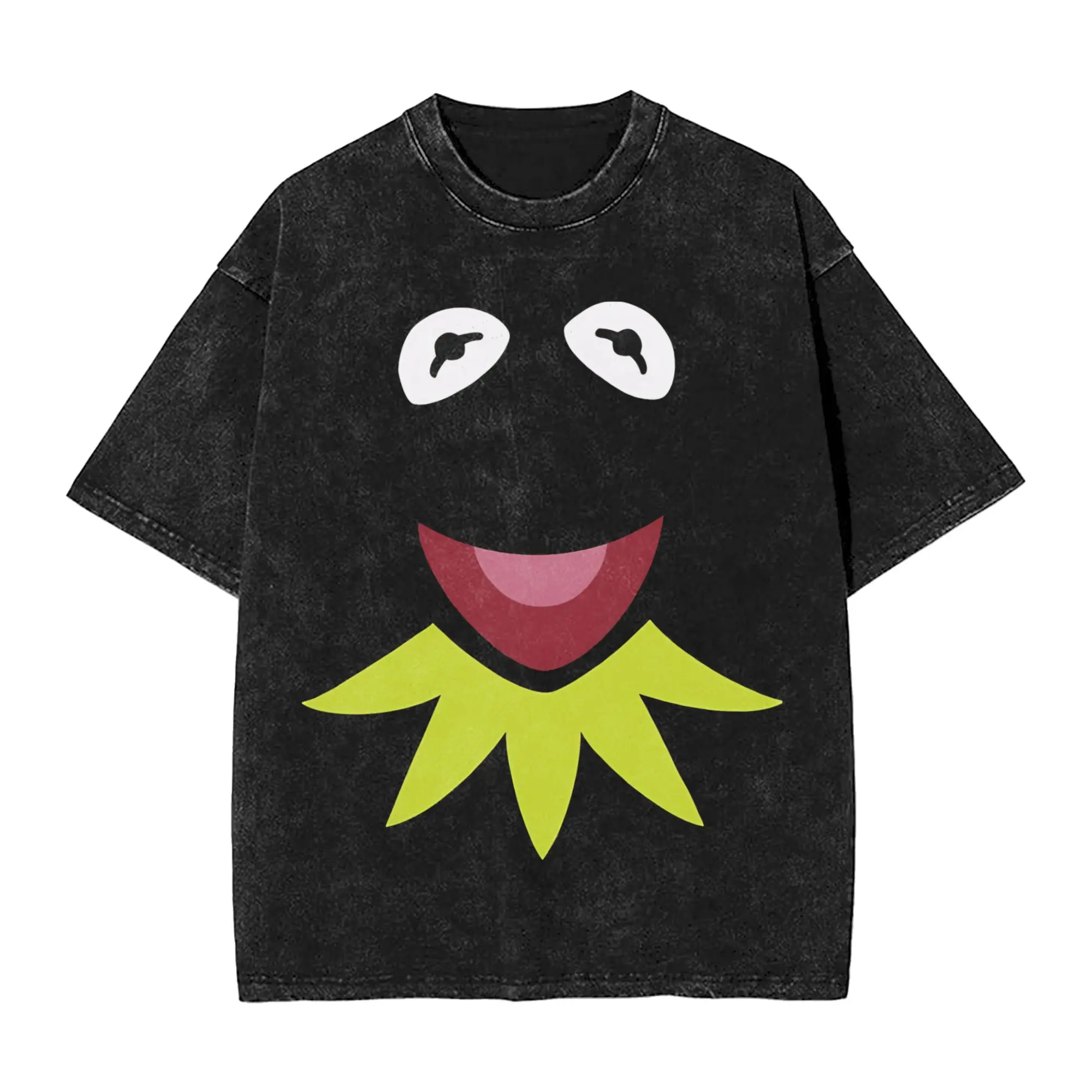 Harajuku Washed Shirt Kermits the Frog Accessories Retro T-Shirts Oversize  Streetwear Short Sleeve Printed Tops Tees