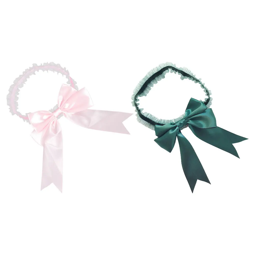 

2Pcs Bridal Lace Garters Belts Pink Dark Green High Elastic Bowknot Wedding Accessories for Bride Party Lace Floral Leg Straps
