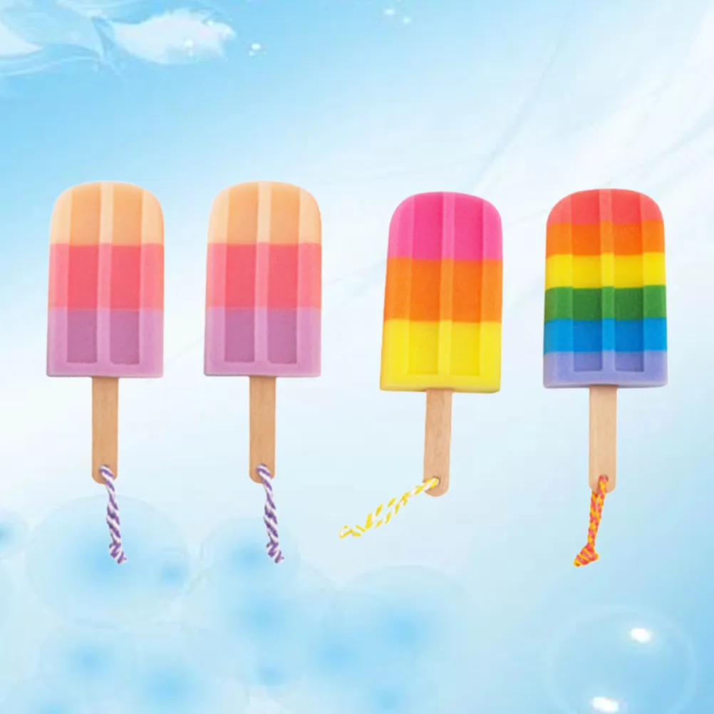 

Набор из 4 милых губок для ванны в форме мороженого: удобные мочалки для тела для бережного удаления омертвевшей кожи и пышного очищения