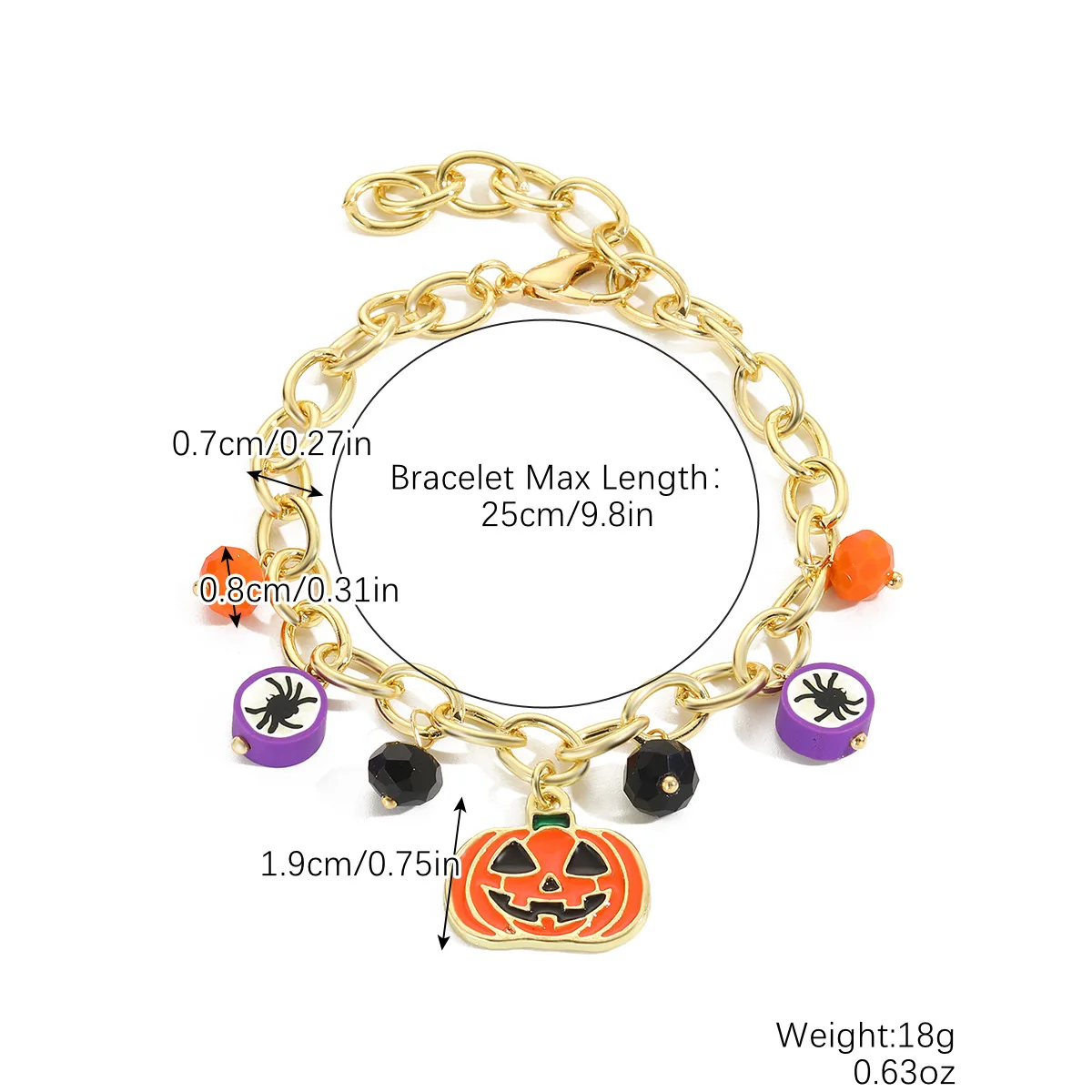 Bracelet Set Rice Pearl Orange Pumpkin Skull Pendant Halloween Bracelet