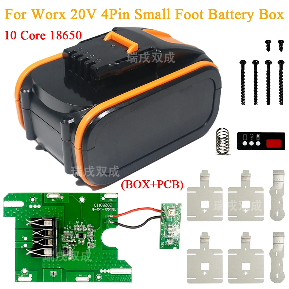 Power Tool Parts for Worx 20V 4 Pin WA3551 WA3550 Lithium Battery Case Box PCB Charging Protection Circuit Board Shell Housings