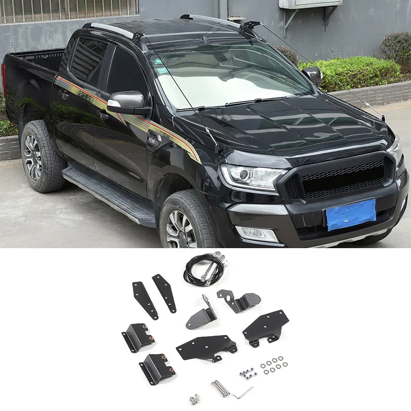 

For Ford Ranger Wildtrak 2015-2021 Car through the jungle protection hood lock buckle obstacle elimination rope car accessories