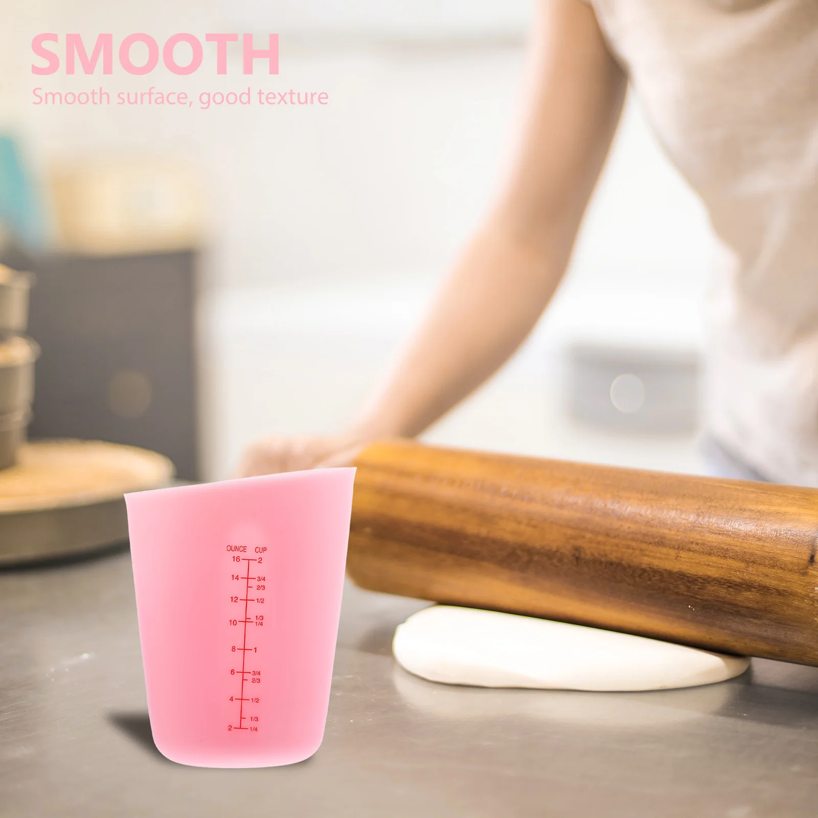 

Silicone Cup With Graduated Scale Non-Slip Handle For Kitchen Baking Cooking Liquid Milk Soy Juice Lightweight Measuring