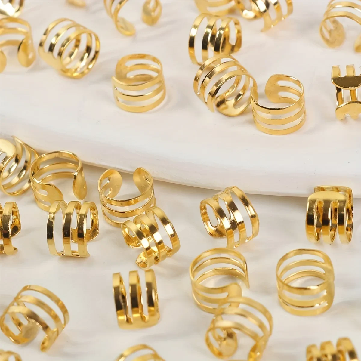 

40pcsHair Braiding Metal Cuffs Decoration Superior Hollow Hair Rings Durable DIY Dreadlock for Long Term Use Vintage Geometric