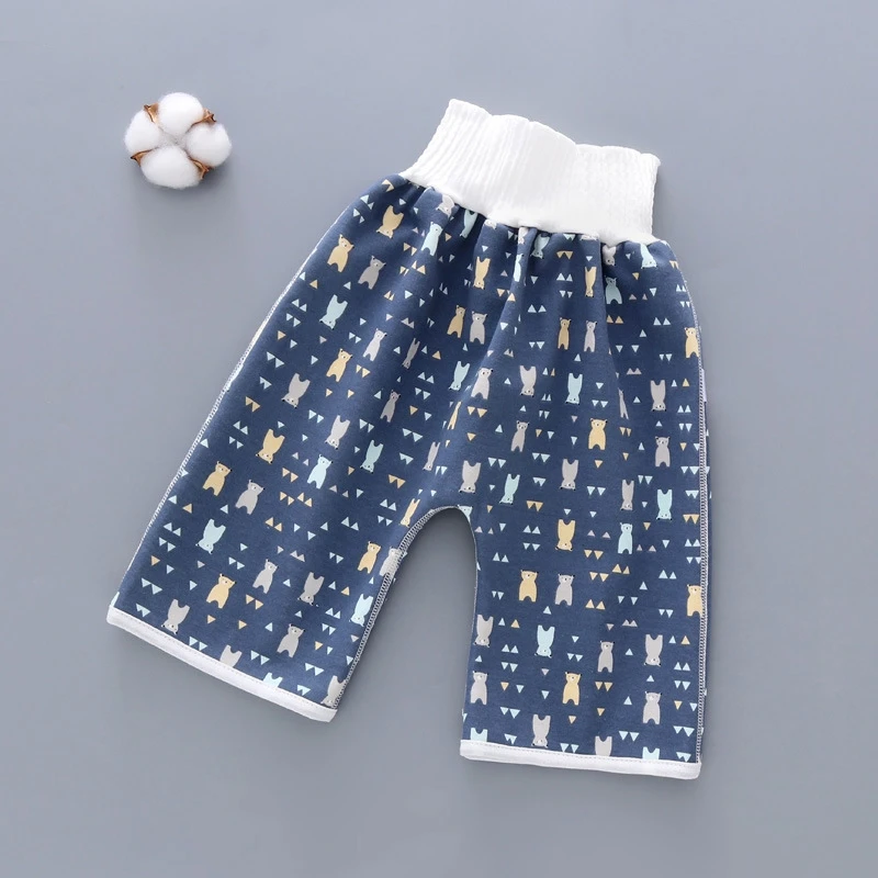 Children Cotton Training Pants Cloth Diaper Pants Washable Waterproof Reusable Diaper Pants Baby Kids High Waist Diaper Pants