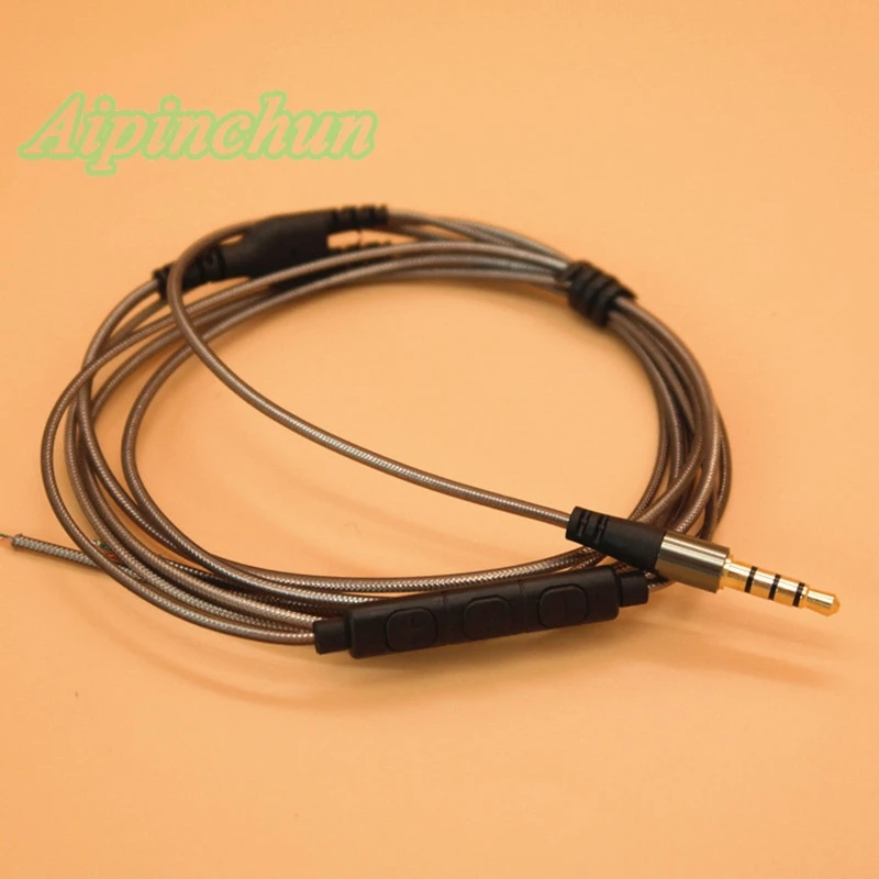 Aipinchun 3.5mm DIY Earphone Audio Cable with Mic Controller 126cm Repair Replacement Headphone Wire CTIA Standard Jack AA0203