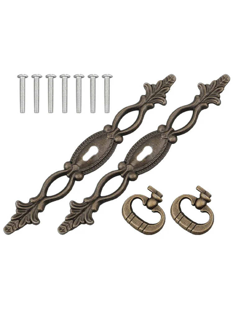 Doorknob Door Handle Included Screws European Retro Long-lasting Retro Design Split Drawer Handle 2PCS Alloy Bronze New