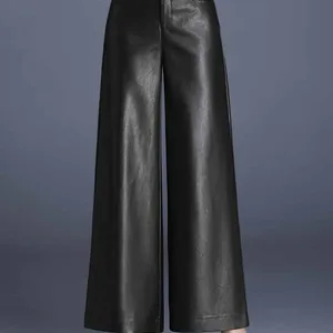 Zuzk Frauen Pues Pues, hohe Qualität, Herbst Winter, heiße Mode, lange Lederhose, elegant 8 Hauptverkäufe hohe Taille Lederhose - №6