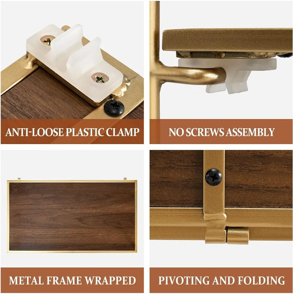 Estantería plegable de Metal para almacenamiento, estantería dorada de 5 niveles para organización de oficina, sin montaje