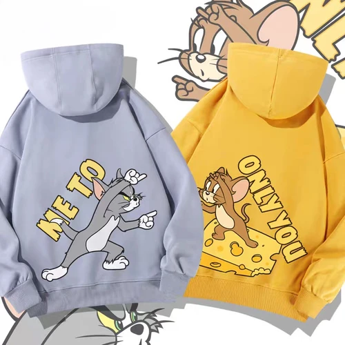 Imagen 1 del producto Tom y Jerry suéter con capucha de dibujos animados pareja Ins Super Fire chaqueta con capucha estampada 2025 Otoño e Invierno nuevo suéter con cordón Top