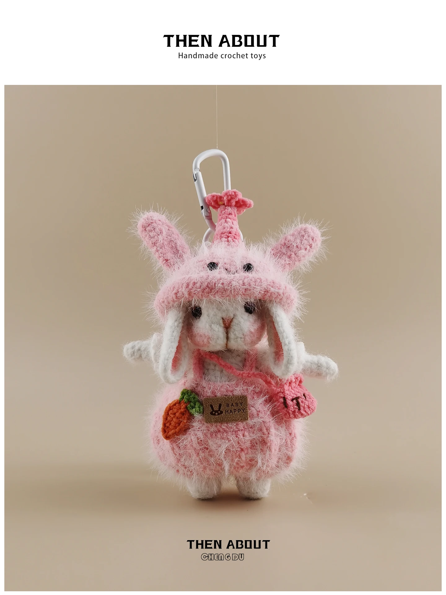 Small Size Sugar Rabbit Doll Bag Charm Backpack Pendant Keychain Gift Chinese Zodiac Rabbit Design Fashionable Accessory