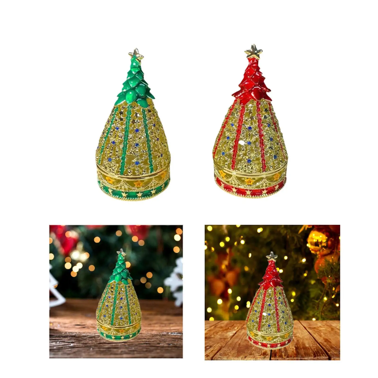Treasured Trinkets Keepsake Box Christmas Tree Jewelry Trinket Box Collectible Unique Xmas Gift Christmas Tree Decorative