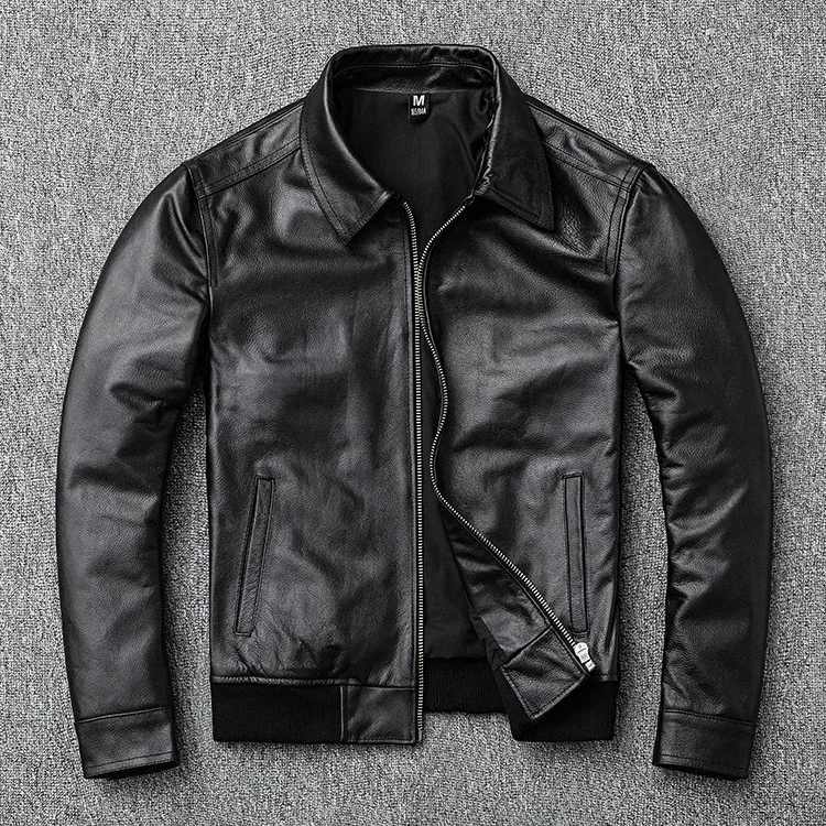 Free shipping.Plus size Father's genuine leather jacket.100% natural cowhide coat.Men classic casual cheap cloth.