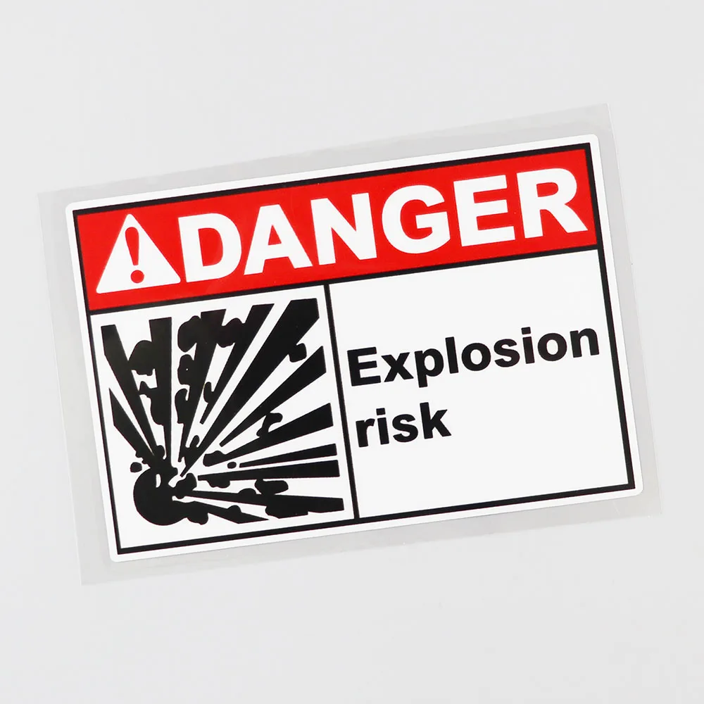 Warning Explosion Risk Danger Decal PVC Car Sticker 12.3CM×8.2CM