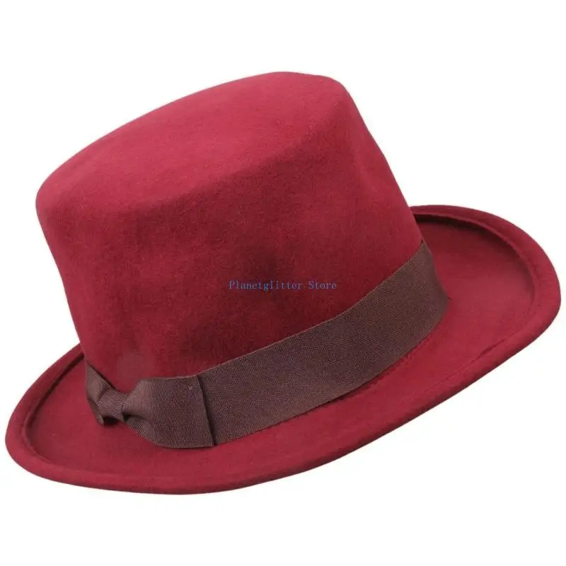 

652B Vintage Fedora Hat Wool Short Brim Western Flat Top Hat Versatile Top Hat for Dinner Outdoor Casual Wear