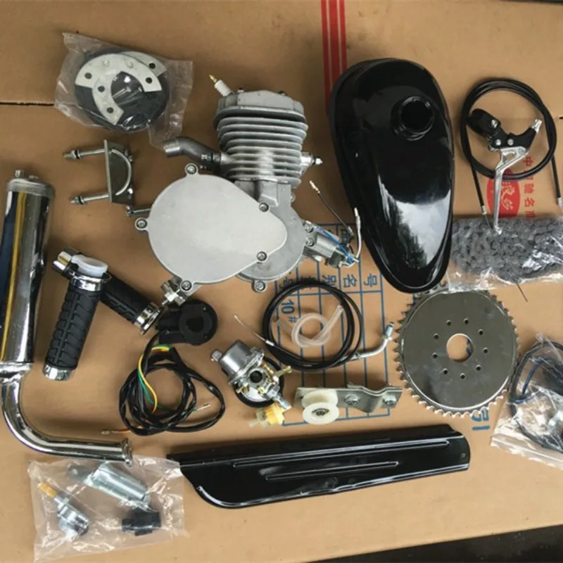 New 80cc Motorized Bicycle Bike 2 Stroke Motor Engine Kit Sets Silver Body