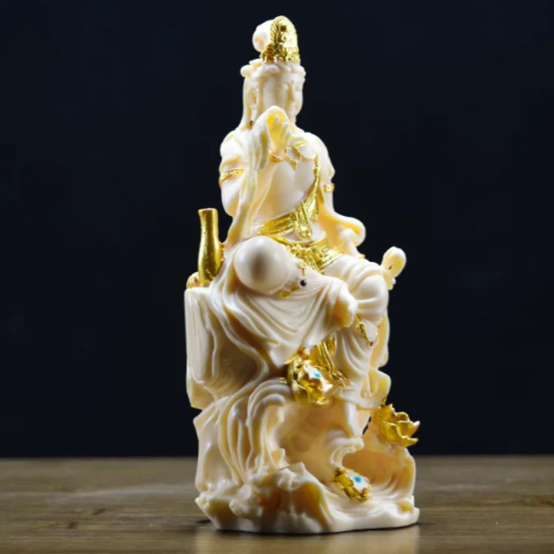 Traditional Chinese Ivory Nut Carving Free Guanyin Statue - Zen Avalokiteshvara Desktop Ornament, Exquisite Home Decor
