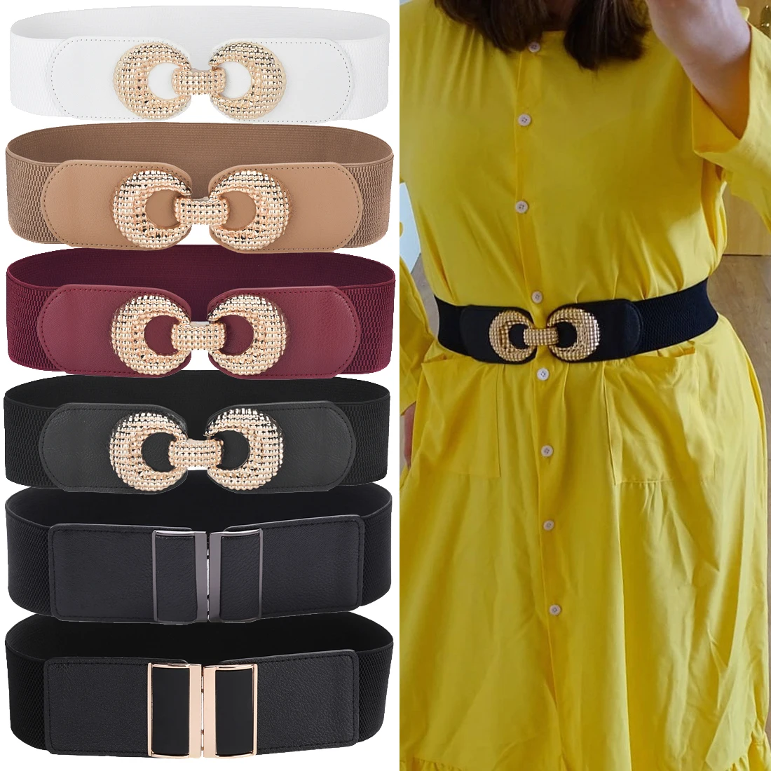 

Wide Elastic Plus Size Dress Belt for Women Fashion Waist Belts Stretch Waistband vip luxury ceinture belt women cinturon