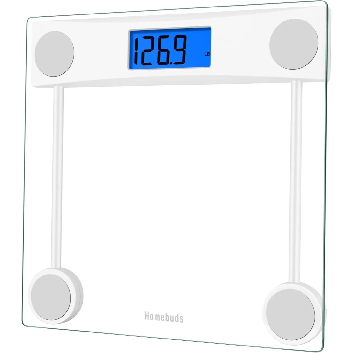 Digital Bathroom Scale for Body Weight with Blue Backlit LCD, Step-On, 400lb/182kg, 2xAAA Batteries Included