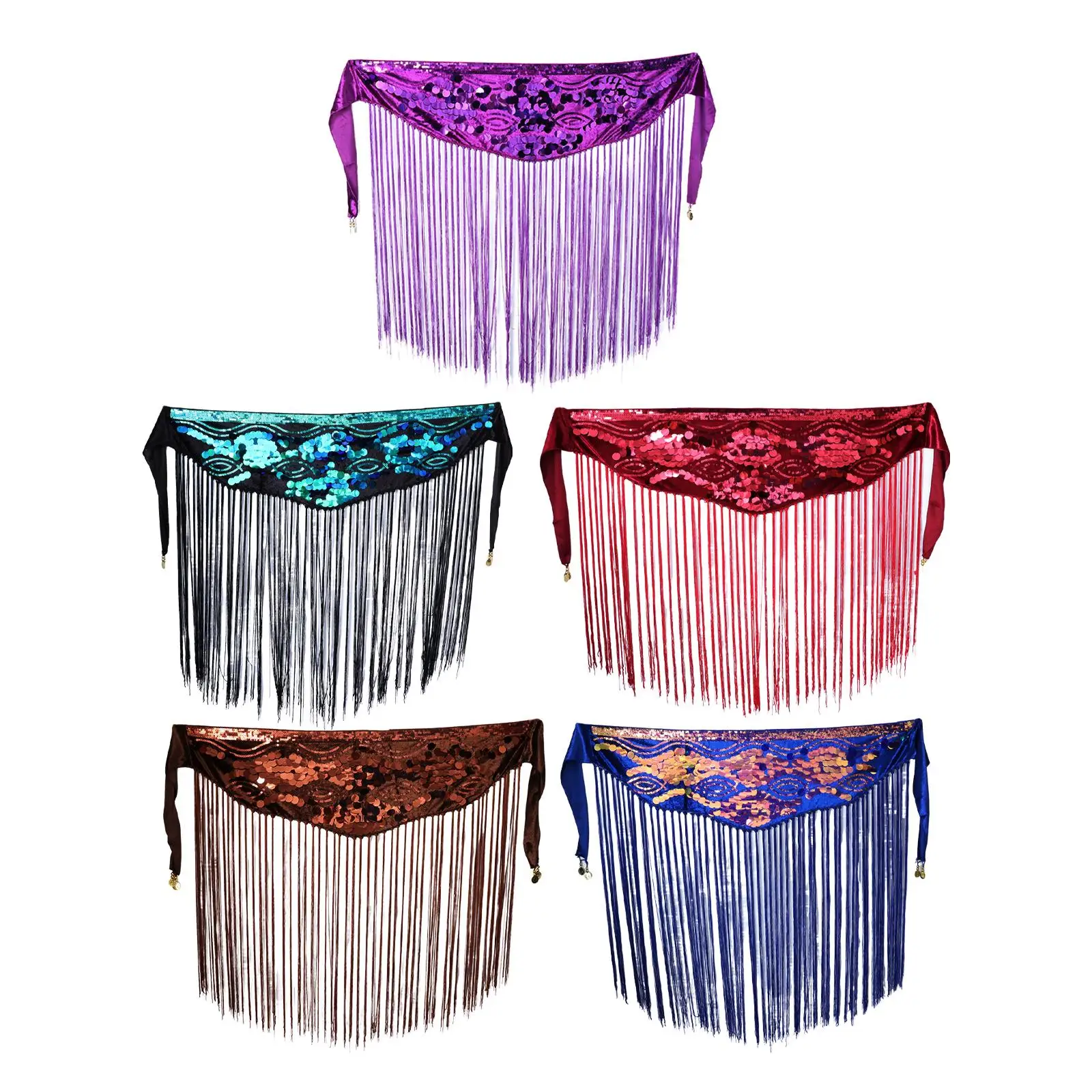 Lenço de quadril para dança do ventre com borlas para shows de palco e cosplay