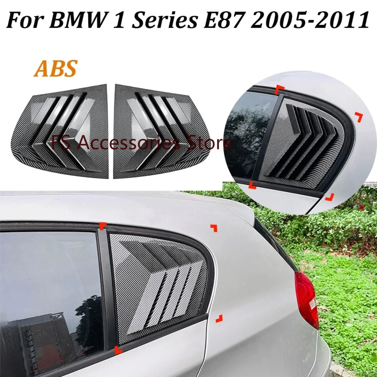 

Car Rear Window Shutter Cover Trim Window Louver Side Vent Trim Auto Accessories For BMW 1 Series E87 118i 120i 2005-2011