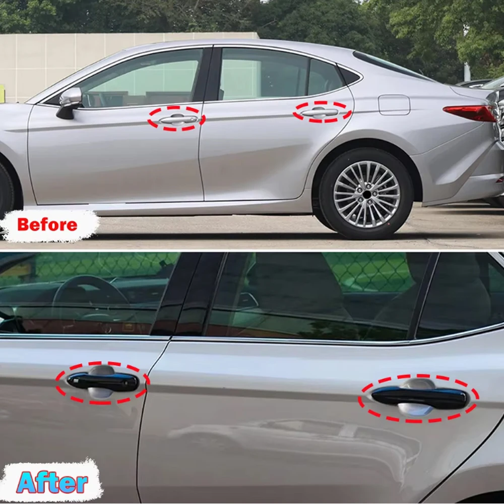 Für Toyota Camry 2018-2024 Türgriffabdeckung Schutz mit 1 Loch 2 Smart 4 Stück Glänzend Schwarz Außengriffschutz Zubehör – Detail 2