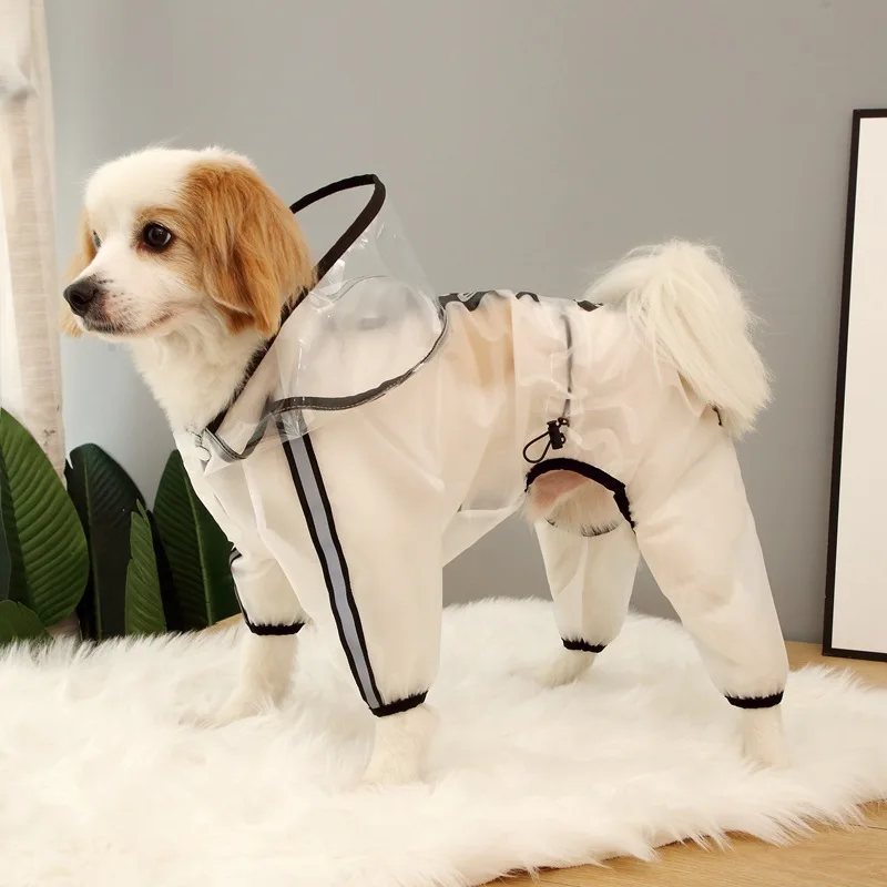 Pet Dog Raincoat Four-legged Hooded Waterproof All-inclusive Raincoat Golden Retriever Teddy Large, Medium and Small Dog Poncho