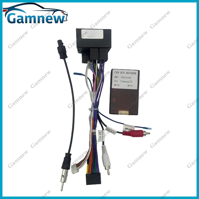 Car 16pin Wiring Harness Adapter Canbus Box Decoder Android Radio Power Cable For Volkswagen Touareg 2002-2010