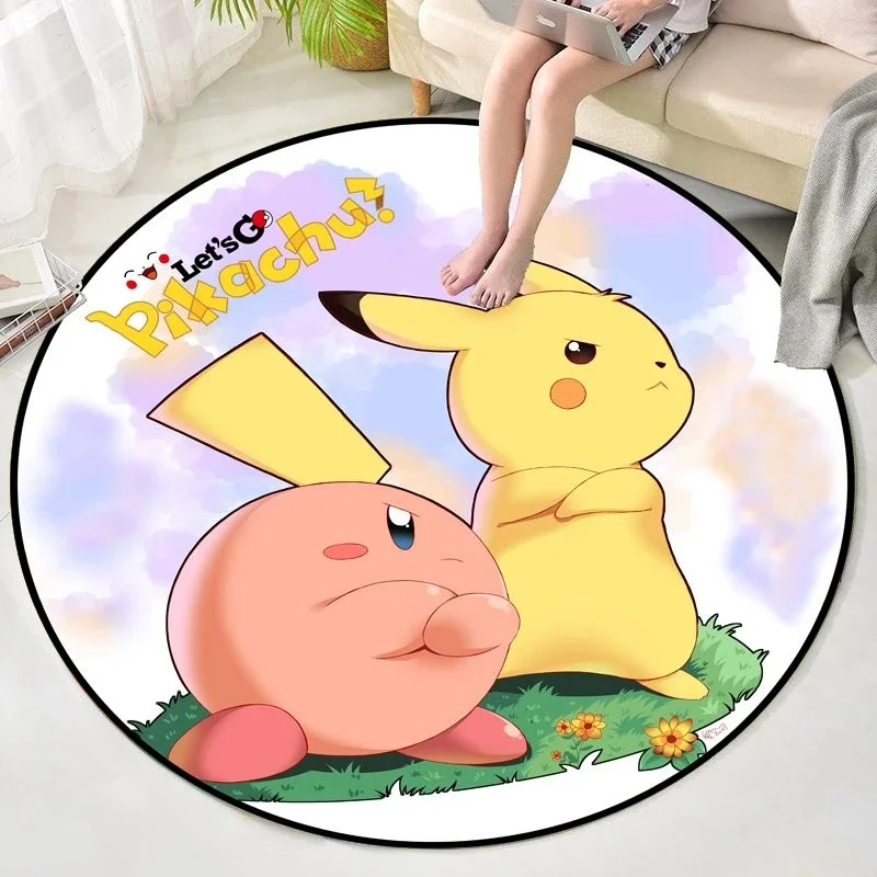 Pikachu Ash Round Diatomite Mat, Anime Character 3D Print, Quick Dry, Anti Slip Home Decor Rug