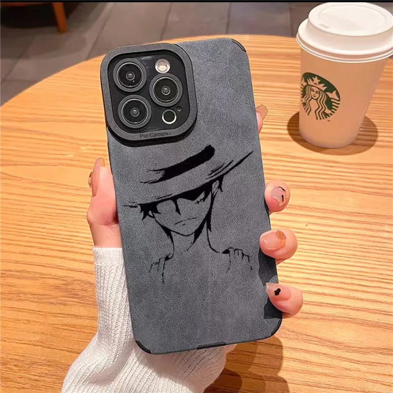 Anime One P-Pieces L-Luffy Z-zoro Phone Case for iPhone 11 12 13 14 15 16 Pro Max plus 16pro Fur Leather Cover