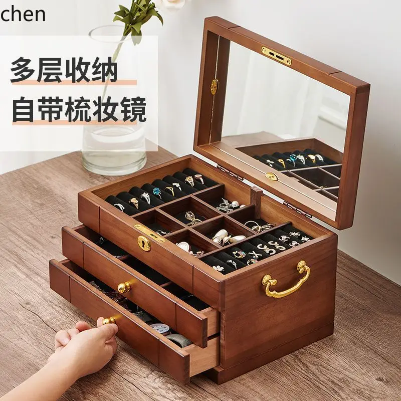 Picture 6: Zml solid wood jewelry box - fully locking, large capacity, multi-functional jewelry organizer with drawer storage
