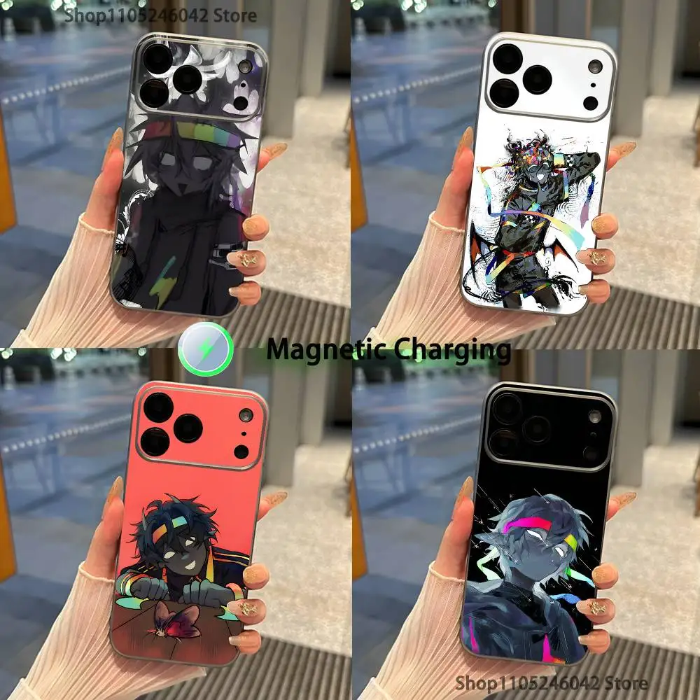 S-Spokeishere Fanart For iPhone 17,16,15,14,13,12,11,Pro,Max,Plus Transparent gray Phone Case Magnetic Wireless Charging