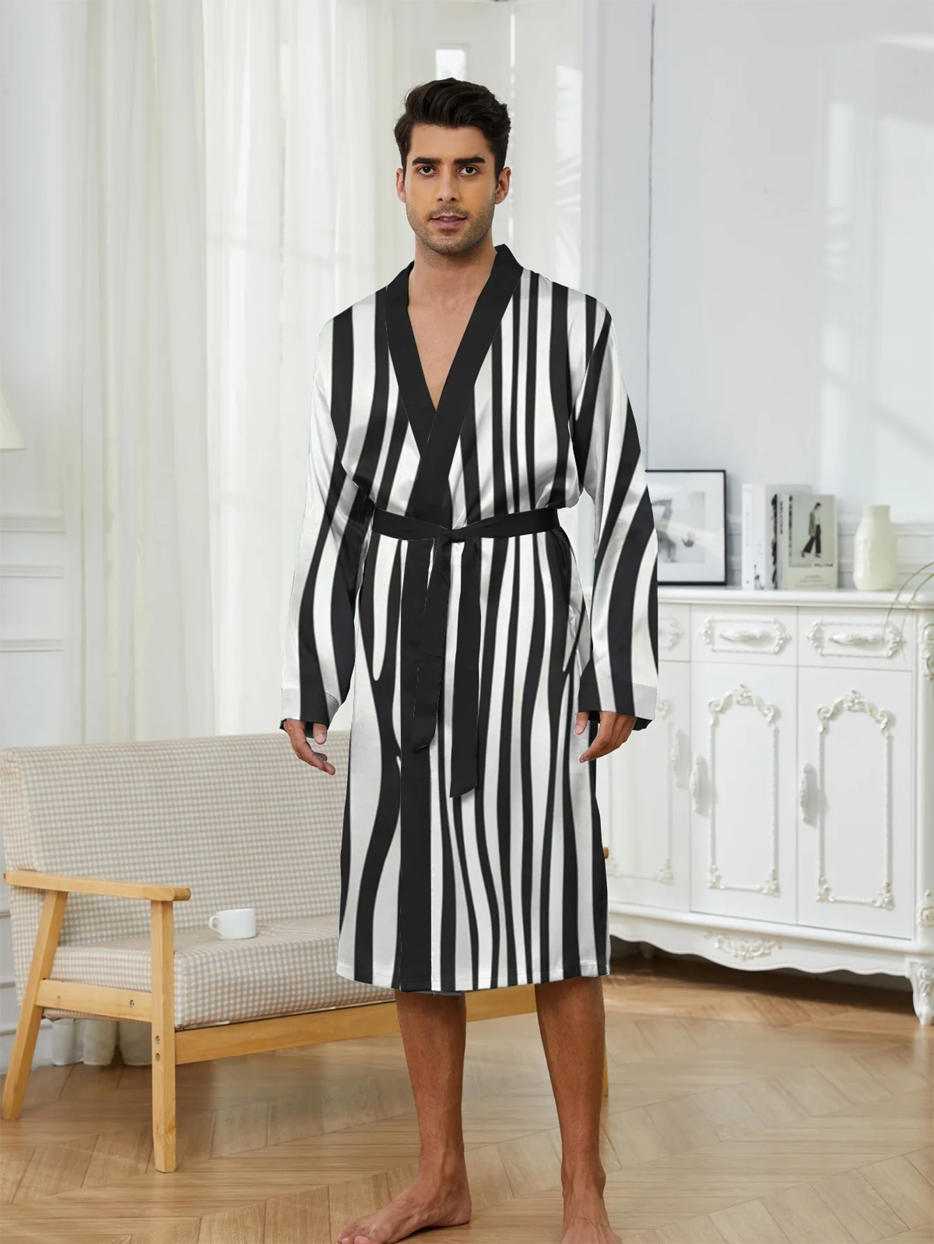 

1pc Men'S Robes 2026 Spring/Summer Dressing Gown Robe Bathrobe Bathrobe Man Robe Man Polyester Graphic 3D Printed