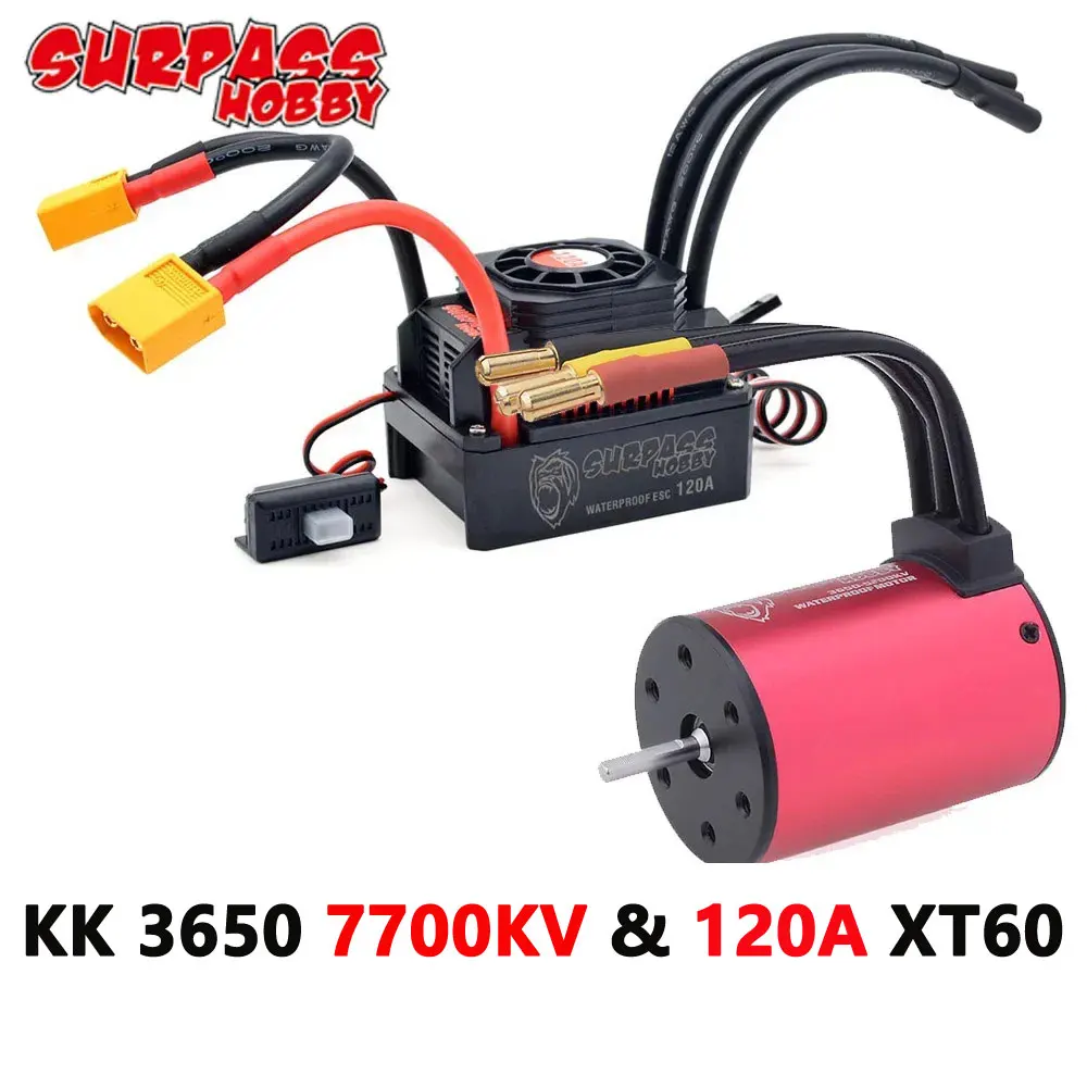 Overtref Hobby KK 3650 Combo waterdichte borstelloze motor 7700/6900/4500/3600/3100KV 3,175 mm as met 60A/120A ESC voor 1/10 RC auto