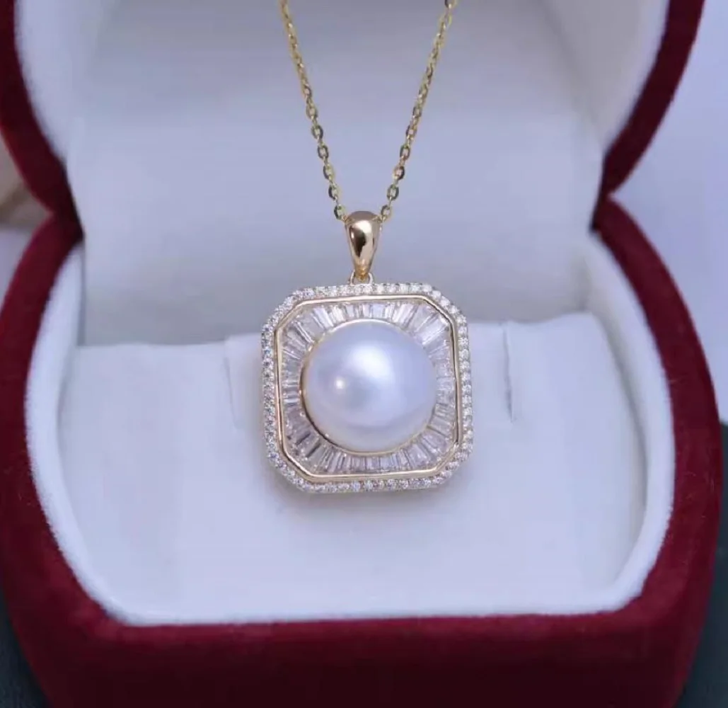 

Модный и минималистичный кулон из жемчуга AAA11-12 мм, кулон из натурального жемчуга Южных морей, 18 дюймов, 925 s