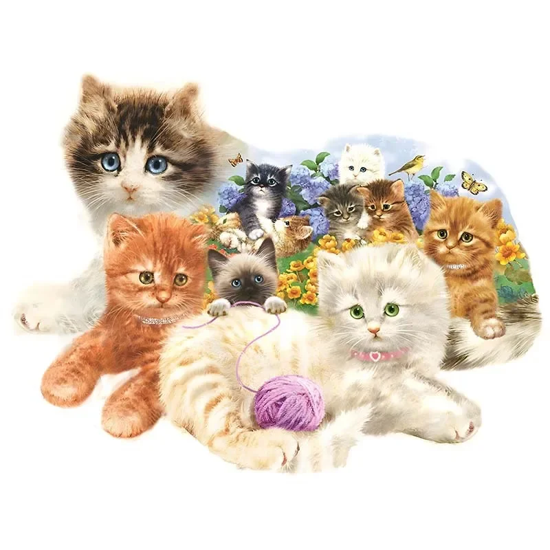 

Unique Shape Animal Wooden Jigsaw Puzzle Cat Playing with A Ball of String Puzzle 3D Wood DIY Crafts Shaped Christmas Gifts