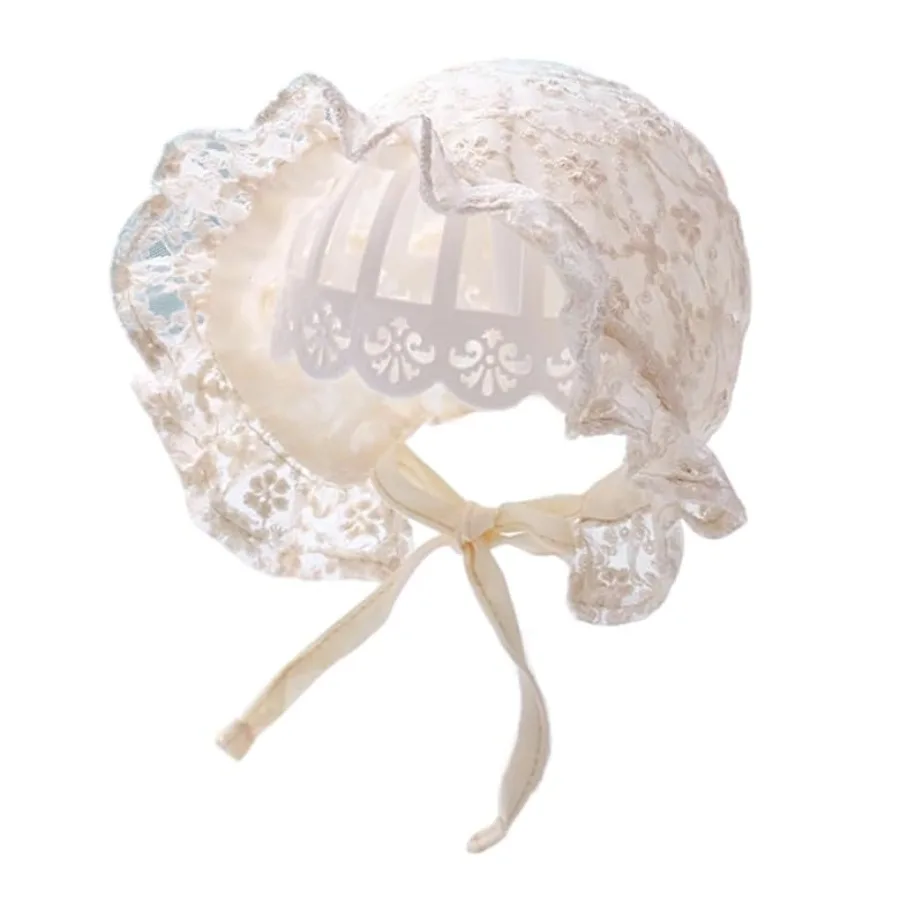 Baby Girl Boy Lace Cotton Bonnet Newborn Infant Soft Warm Cap Toddlers Breathable Eyelet Beanie Sun Protection Hat
