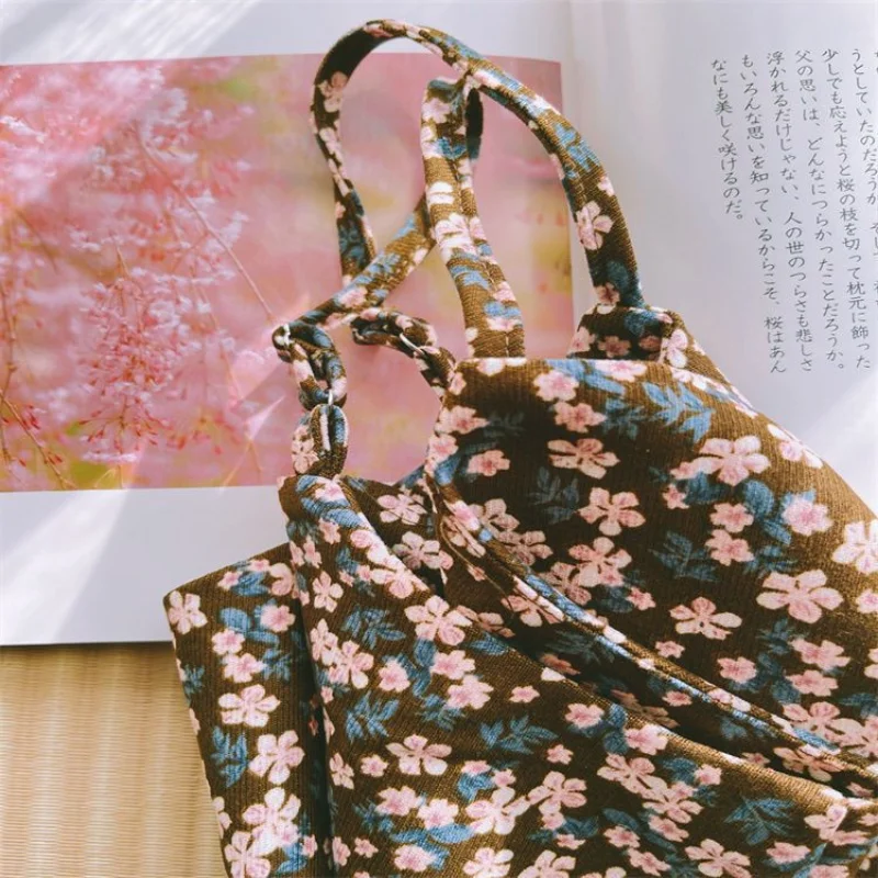 Sleeveless Dresses Women Autumn New Arrival Corduroy Vintage Floral Basic Tender French Style Vestidos Mujer All-match Aesthetic