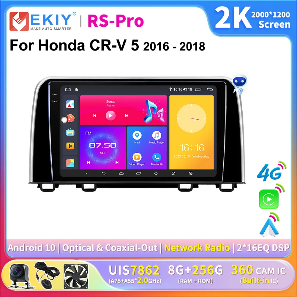 

EKIY CarPlay Android Auto Radio For Honda CR-V CRV 5 2016 2017 2018 Multimedia Video Player 2K Screen 2din Stereo GPS Navigation