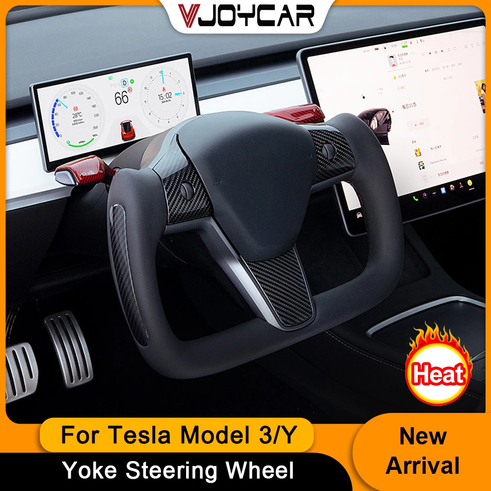 

Vjoycar Yoke Steering Wheel 350mm For Tesla Model 3 Y Customization Racing Handle Nappa Alcantara Personalized With Heating