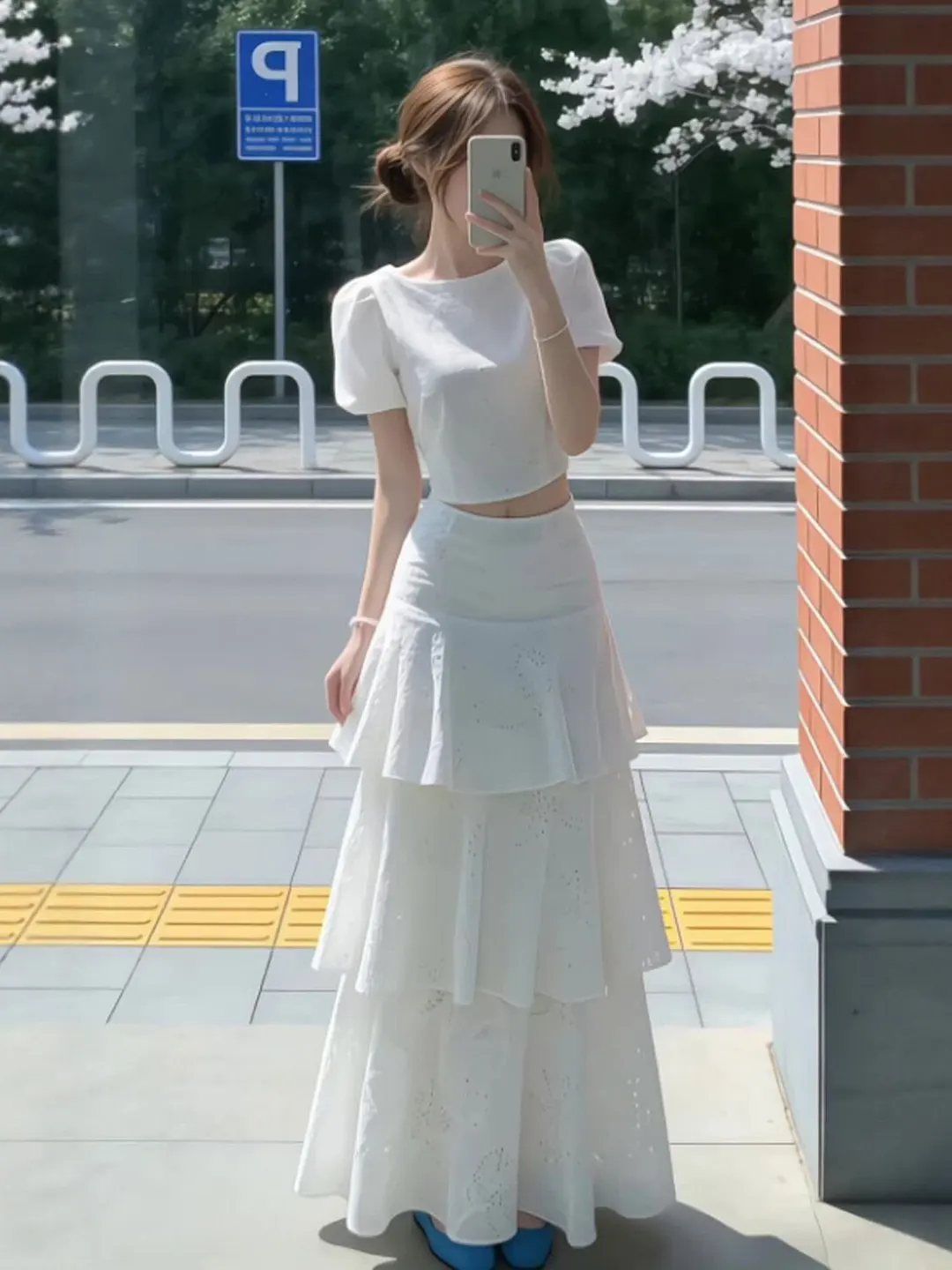 

Gentle Wind Unique Attractive Two-Piece Set Top And f Skirt Ele Summer Outfit Comfortable ort Sve round Ne T-irt