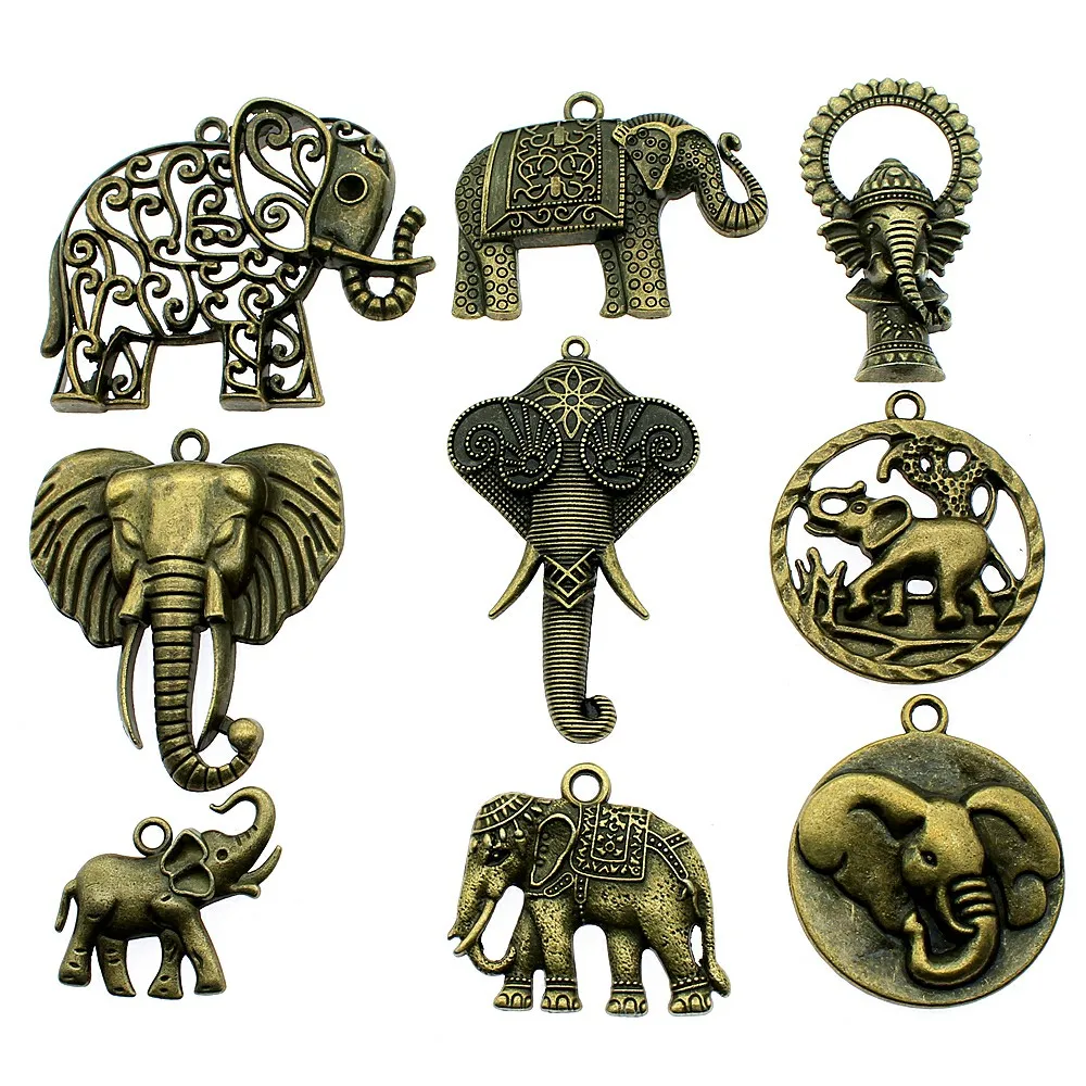 2szt Elephant Charms Antique Bronze Color Elephant Charms Pendants For Bracelets Big Elephant Pendant Charms Making Jewelry