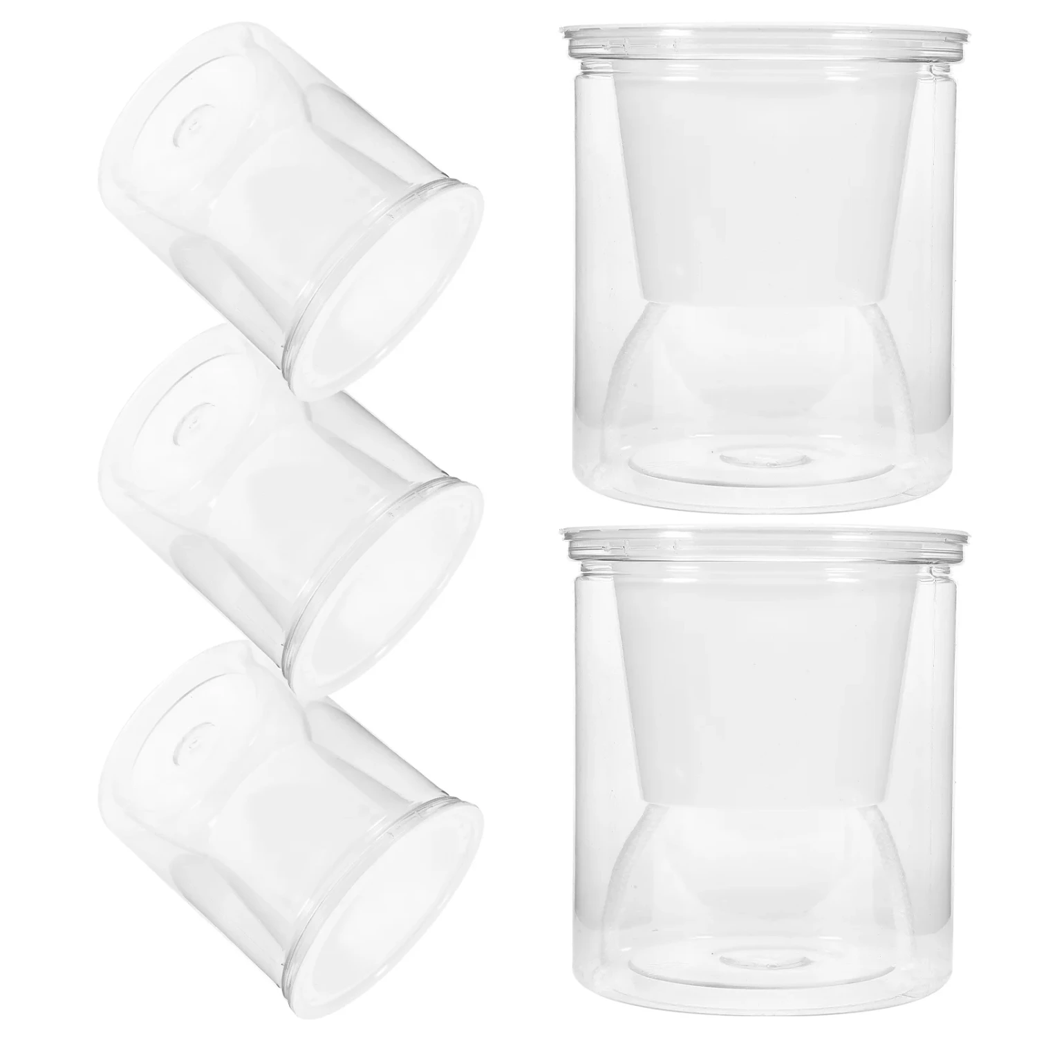 Transparent Hydroponic Lazy Flower Pot Set - 5 Pieces for Indoor Plants Decoration with Automatic Water Absorption - Plastic Pla